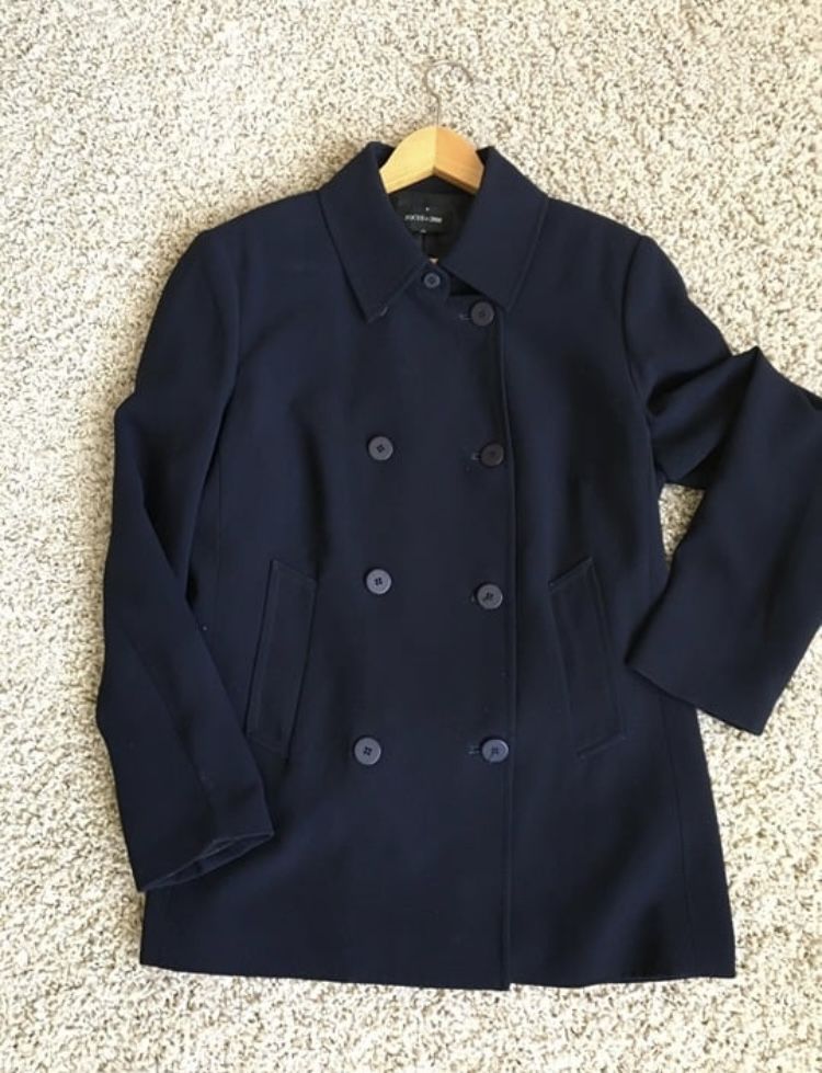 Jacket Double Breasted size 12 Navy Polyester lined