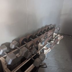 Commercial Grade Dumbbell Set - Free Weights - 45 To 75 Lbs 840 Lbs Total With Rack
