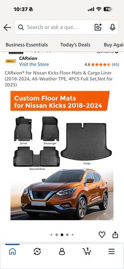 CARxion® for Nissan Kicks Floor Mats & Cargo Liner (2018-2024, All-Weather TPE, 4PCS Full Set,Not for 2025)
