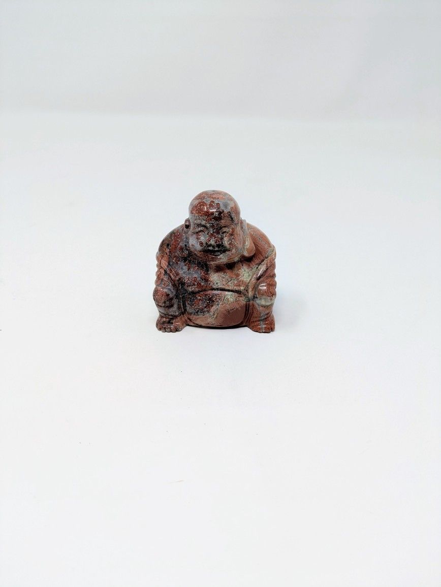 Red Jasper Laughing Buddha Carving