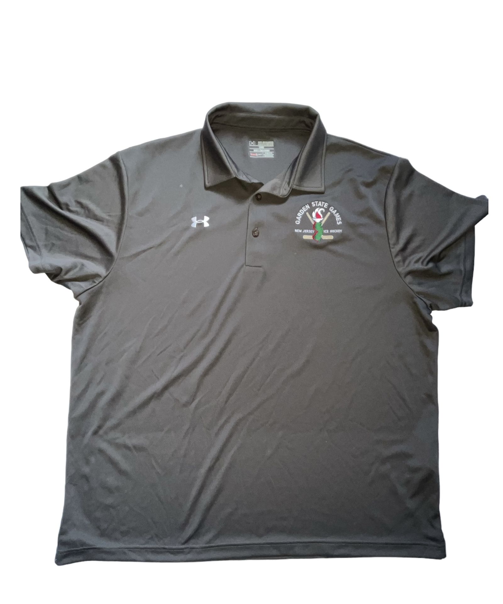 Under Armour Heat Gear Loose Polo New Jersey Garden State Games Hockey Grey 2XL