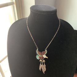 Vintage Native American Sterling Silver Turquoise Eagle Necklaces 