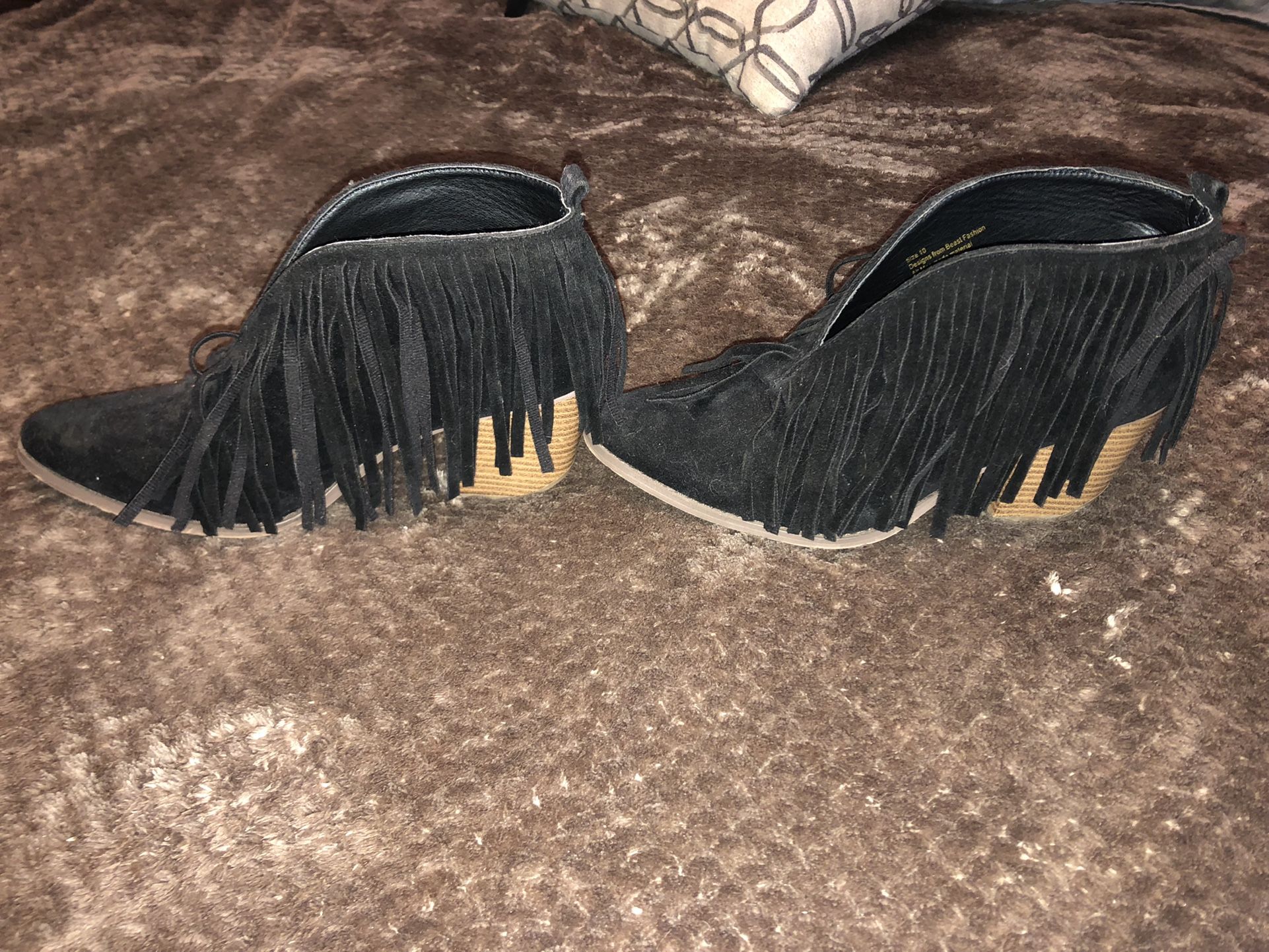 Black Fringe Boots 