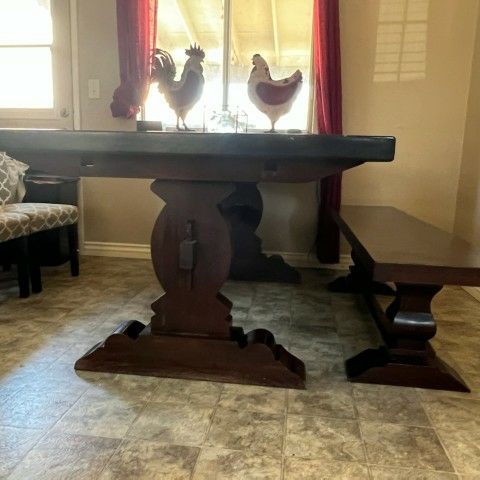 Solid Wood Table And Bench