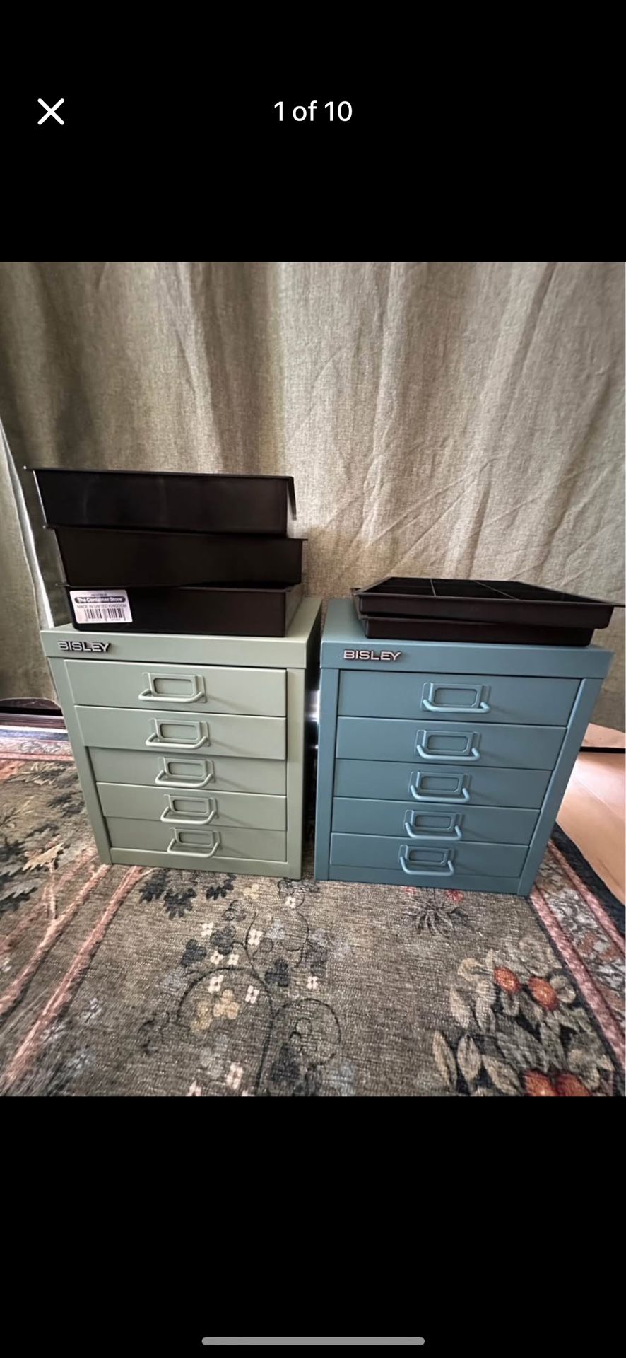 (2) Bisley Organizers with 5 drawer inserts
