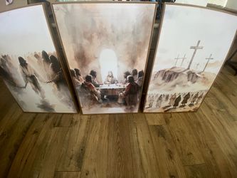 Religious canvases art large set of 3