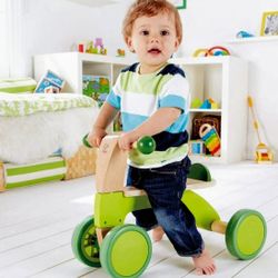 Hape Scoot Around Ride-On Wood Balance Bike in Bright Green, Toddler 12+ months