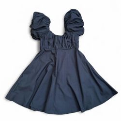 Abercrombie & Fitch black ruched puff sleeve mini dress