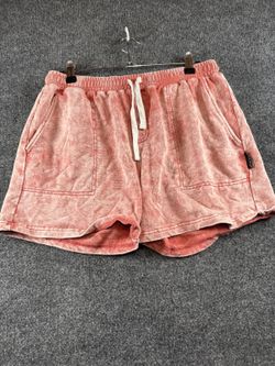 Little Bips Womens M Pink Mineral Wash Lounge Shorts Drawstring Casual