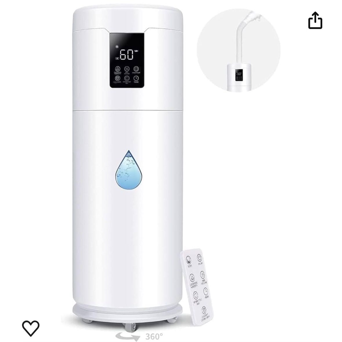 Humidifiers for Large Room Home Bedroom 2000 sq.ft. 17L/4.5Gal Large Humidifier with Extension Tube & 4 Speed Mist,Top Fill Wholehouse Humidifier with