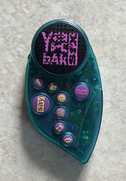 Vintage 1995 Yes Gear Yak Bak SFX Voice Recorder Sound Effects Toy Blue Purple