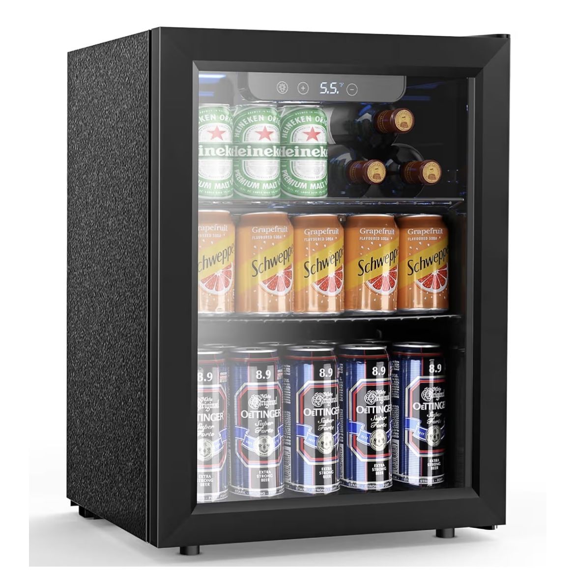 68 Cans Beverage Refrigerator Cooler, 1.7 cu.ft Mini Fridge Glass Door Drink Cooler for Beer