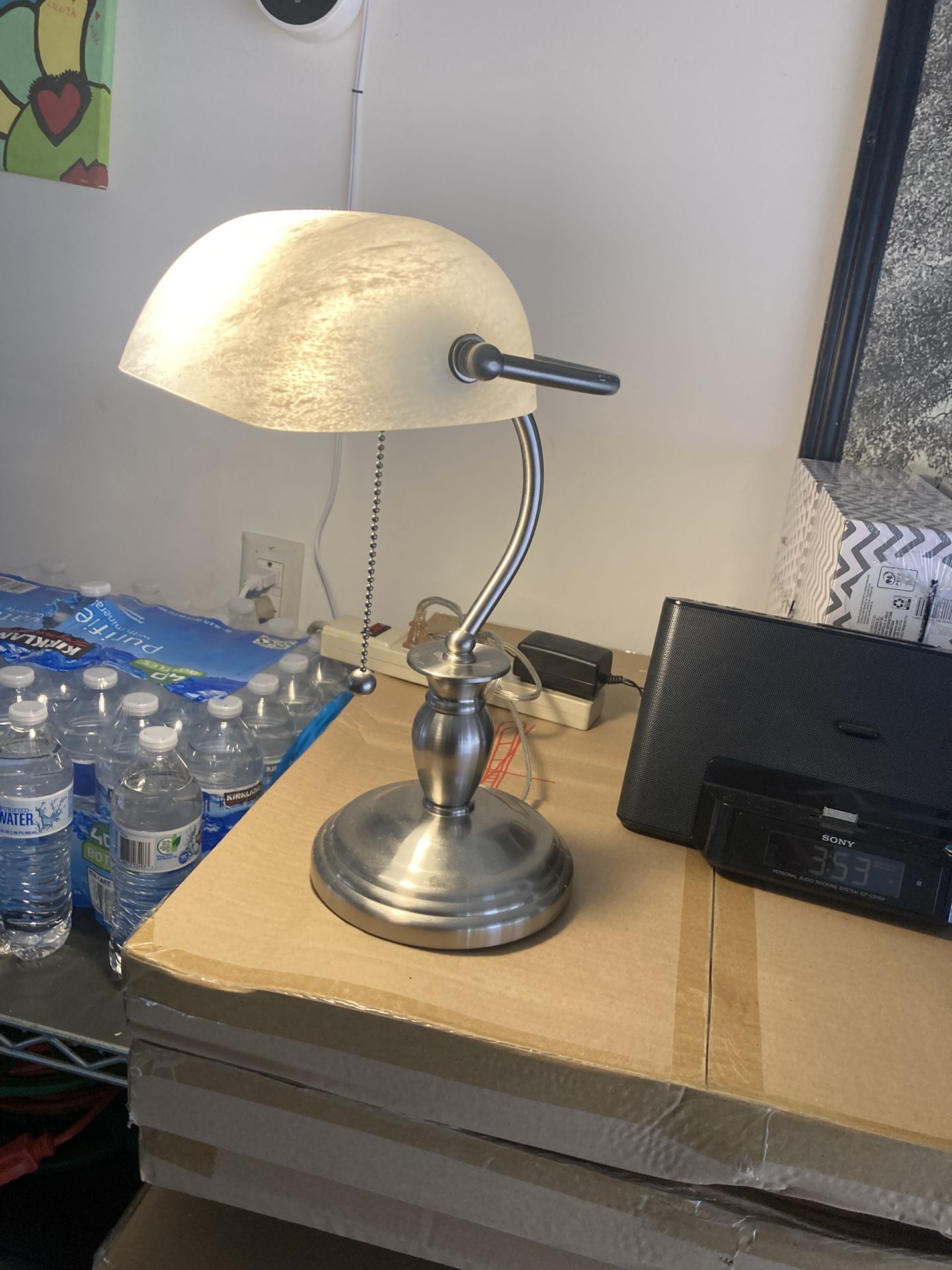 Frosted Milky Bankers Lamp Almost New 