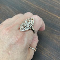 Sterling Silver 925 Ring  Deep In Rose Gold With Cubic Zirconia 