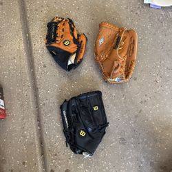 Youth Genuine Leather Wilson/Franklin Baseball Mitts  