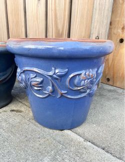 Blue glazed ceramic pot