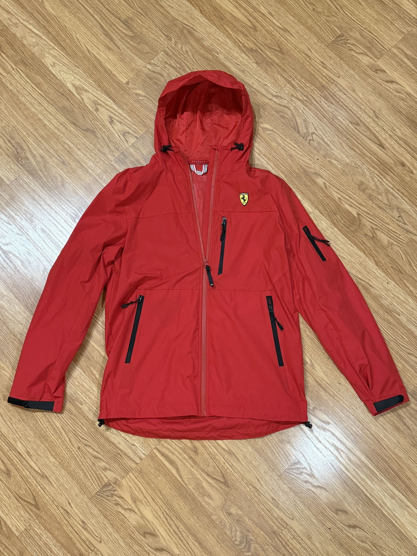 NWOT Red Ferrari Scuderia Rain Jacket, Team F1 Official, Medium (Pacific Beach)