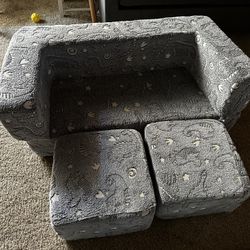 Toddler Couch Grey Dino Glow In The Dark