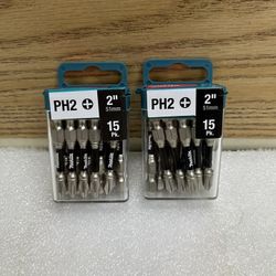 SET OF 2 Makita Impact XPS #2 Phillips 2 In. Power Bit 15-Pack EACH