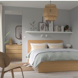 MALM Bed Frame Oak Veneer Queen 