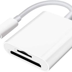 Sd Card Reader for iPhone iPad Camera,Dual Card Slot Memory Card Reader Supports SD and TF Card Trail Camera Viewer Sd Card Adapter Portable Micro Sd 