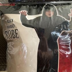 Kids Black Hooded Robe Costume 