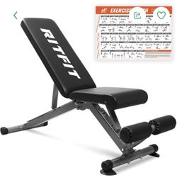RitFit Adjustable/Foldable Utility Weight Bench for Home Gym, Weightlifting and Strength Training - Bonus Workout Poster with 35 Total Body Exercises…