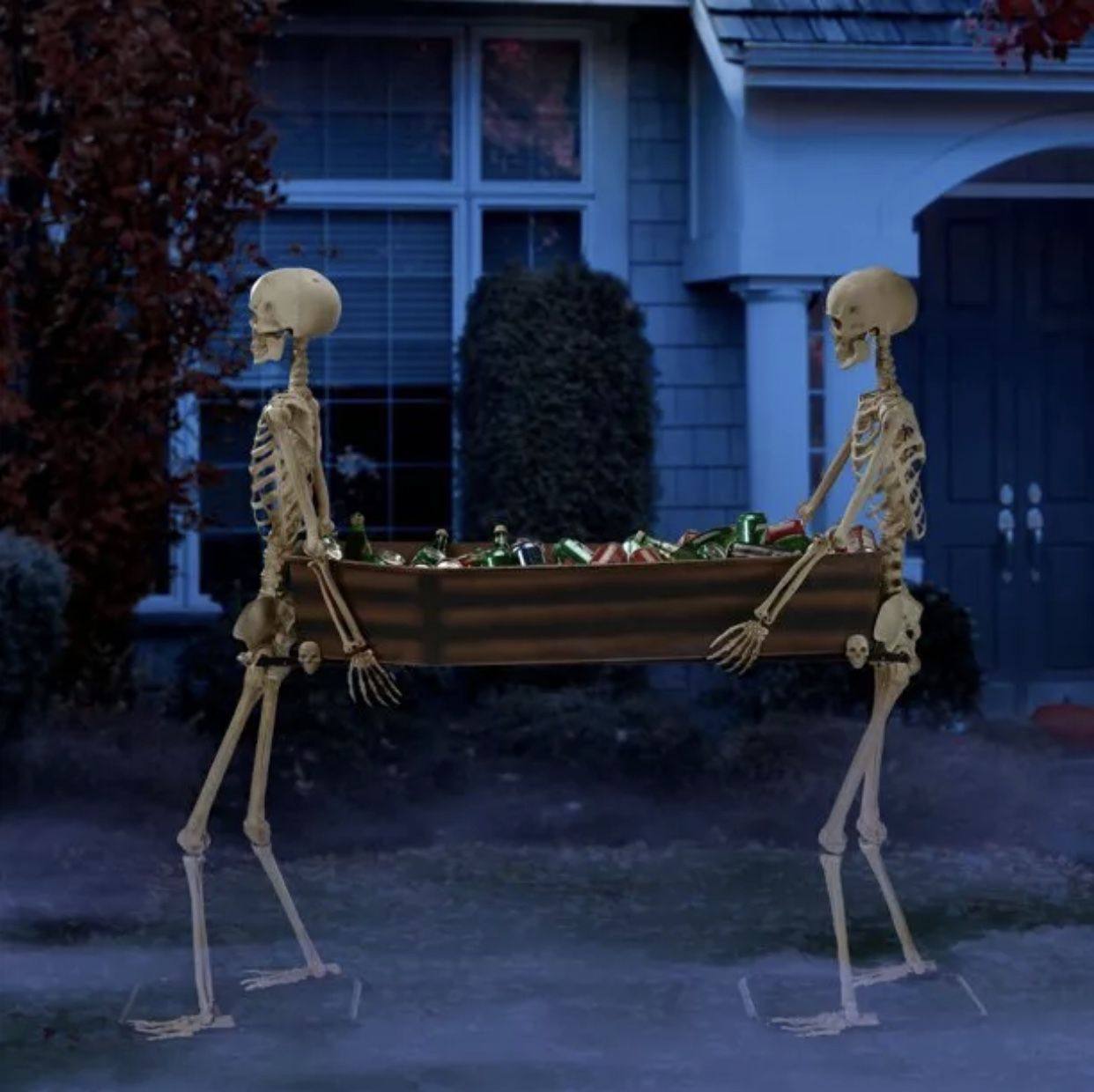 NEW Halloween Decoration 2021 - Way To Celebrate 5 Ft. Skeleton Duo Carrying 47” Coffin