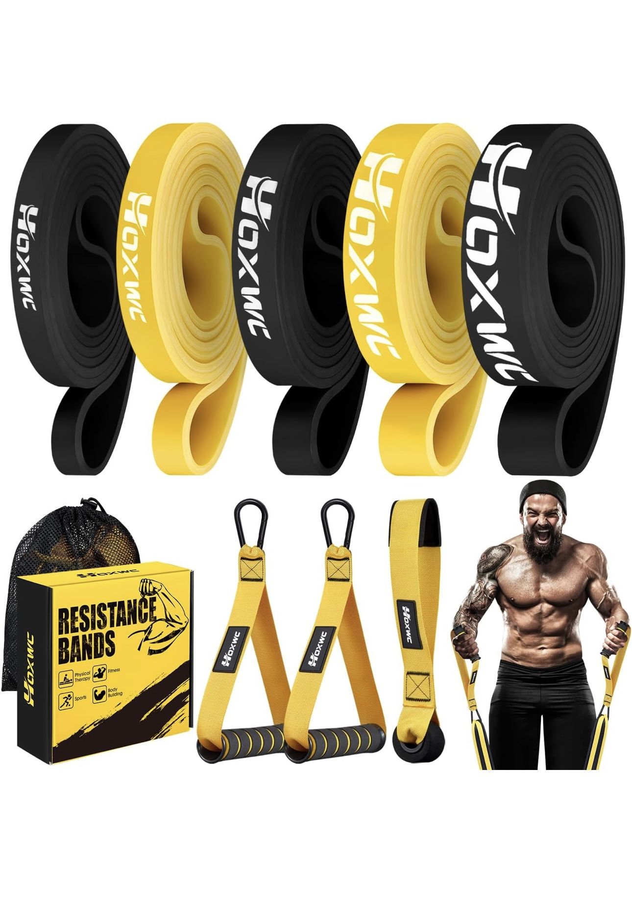 Heavy Duty Resistance Bands Set w/ Handles Door Anchor Pull Up Home Gym Workout