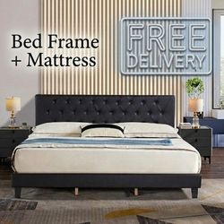 New KING Size Bed Frame With Mattress New Bedroom Furniture Bed Set Platform Bed With Headboard And Mattress All New FREE DELIVERY 