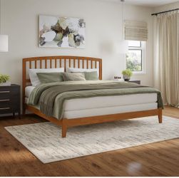Almost NEW  Afifurnishings AFI, Richmond King Foundation Bed, Light Toffee R-22025T, Bed Fame, King