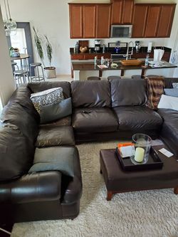 Genuine full leather couch sectional