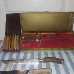 Antique Stag Handled Cutlery
