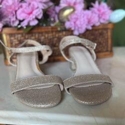 Glitter small heel sandals