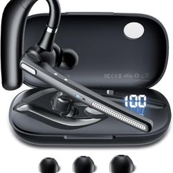 Bluetooth Headset V5.3, Wireless Earpiece with 500mAh Charging Case Hand-Free Headphones Noise Canceling Mic for Office/Driving/Business