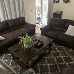 2 Brown Sofas / Couch Set – Good Condition – $150 for Both