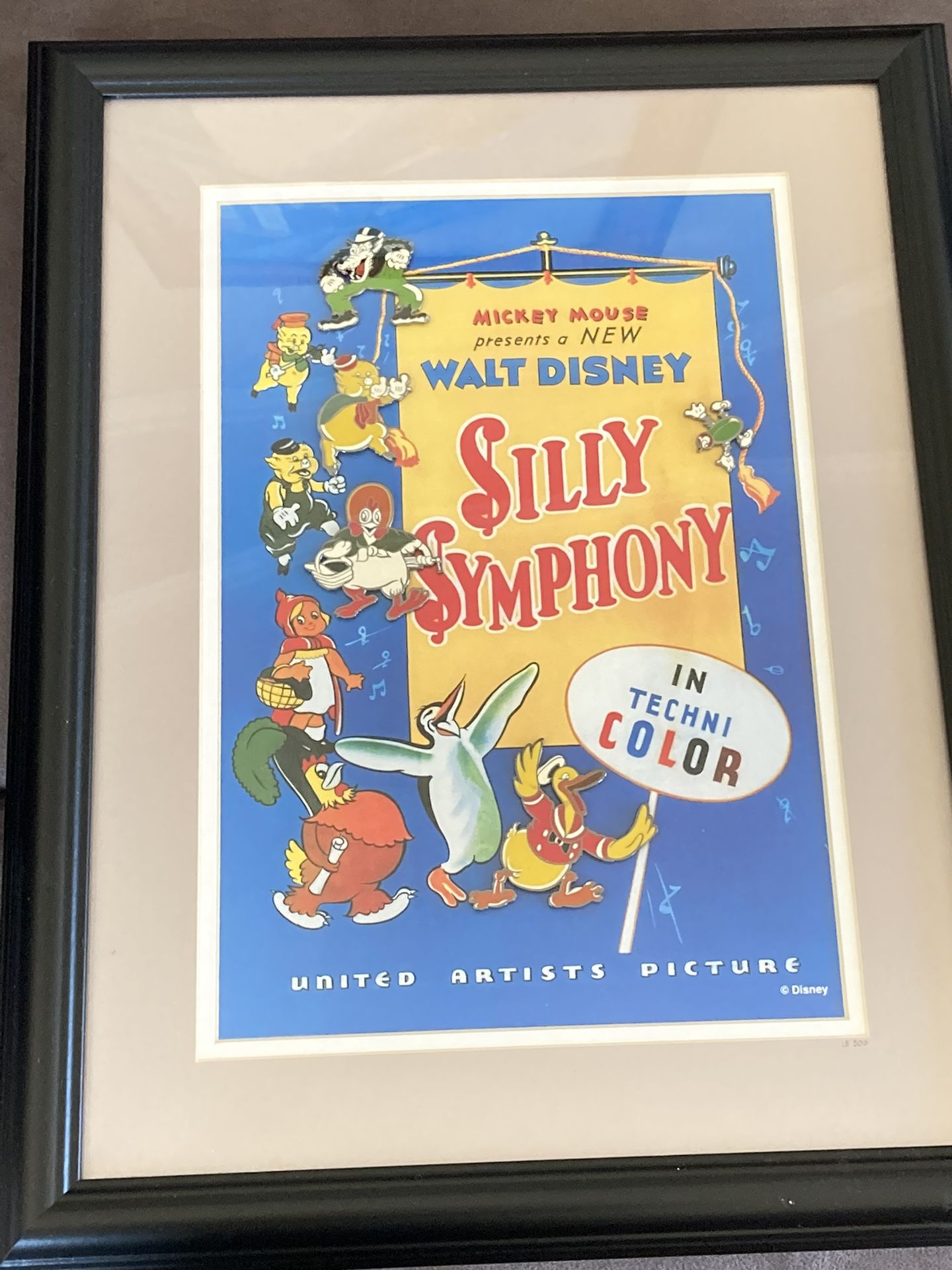 Disney Silly Symphony 75th Anniversary Framed Pin Set. 