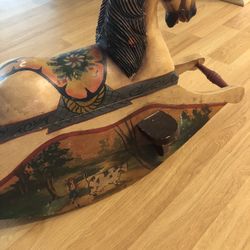 Beautiful hand painted antique wooden rocking horse