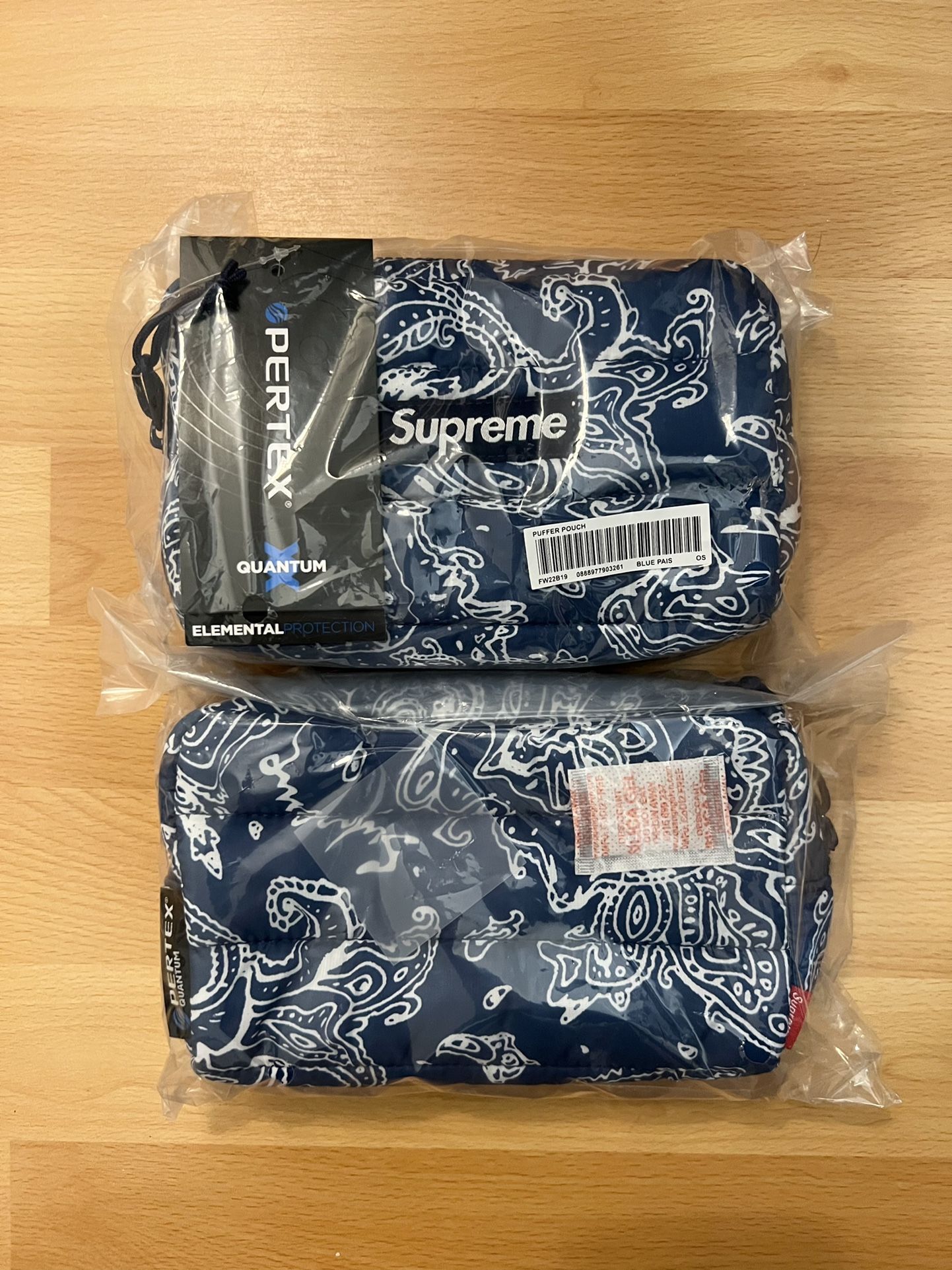 supreme  Puffer Pouch   Blue Paisley