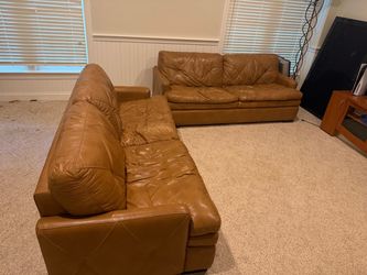 2 Piece Brown Leather Sofa Set MUST GO
