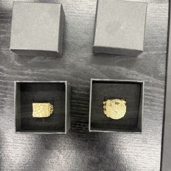 Two Gold Rings, Centenario Gold Ring, And A Nugget Gold Ring 