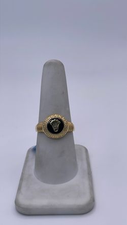 14k  gold logo Ring with black logo