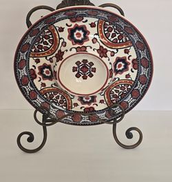 BEAUTIFUL ~MEDITERRANEAN  & TALAVERA Inspired! ✨️
▪︎Large 13.5” IRONSTONE SERVING TRAY ~ Great for Any Holiday, Dinner or Festivity✨️QUESO, Chips, Fru