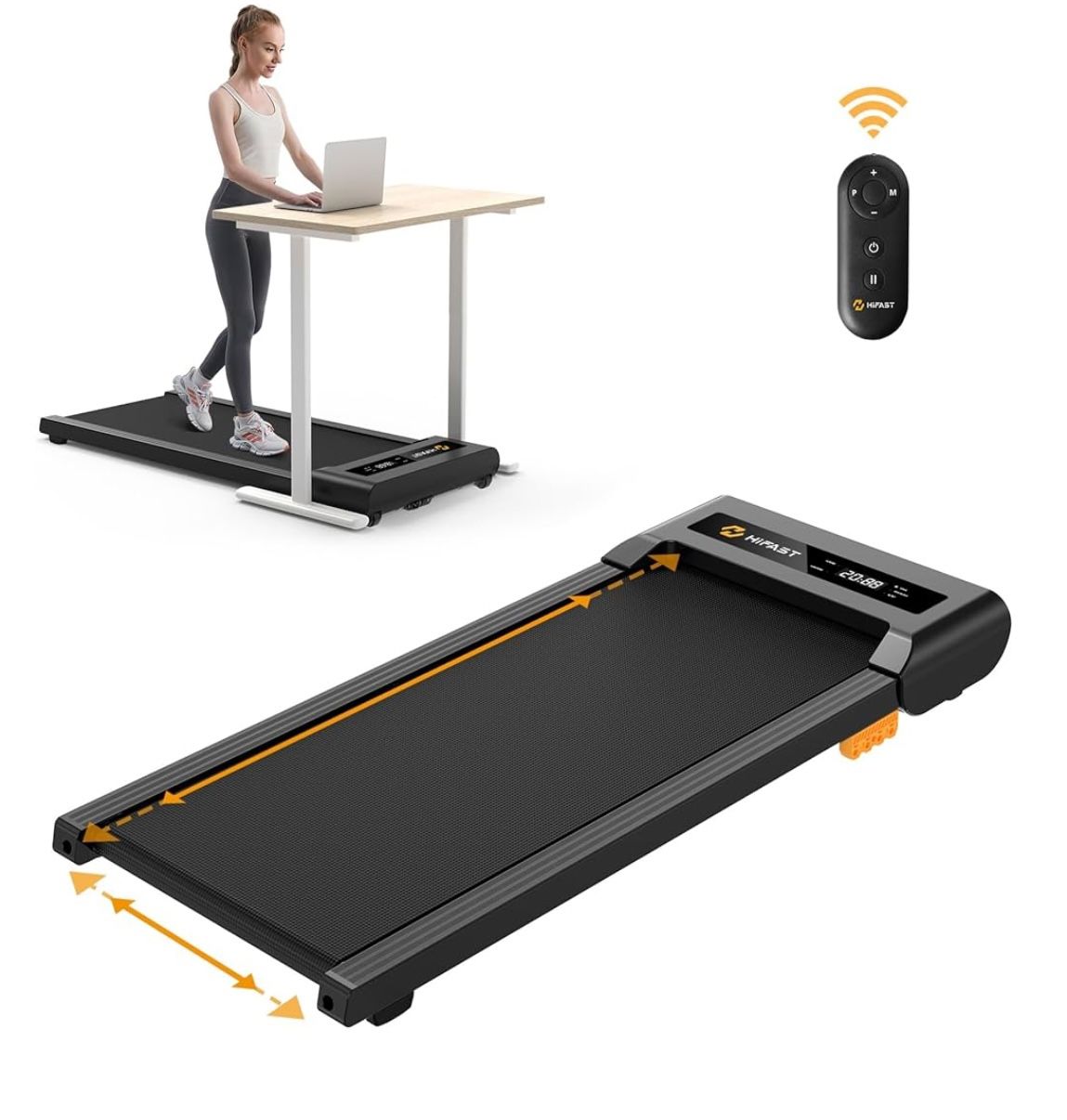 Walking Pad, 2.5HP Under Desk Treadmill for Home Office, 300 Lbs Capacity Portable Treadmill with Remote Control & LED Display, 2 in 1 Treadmill for W