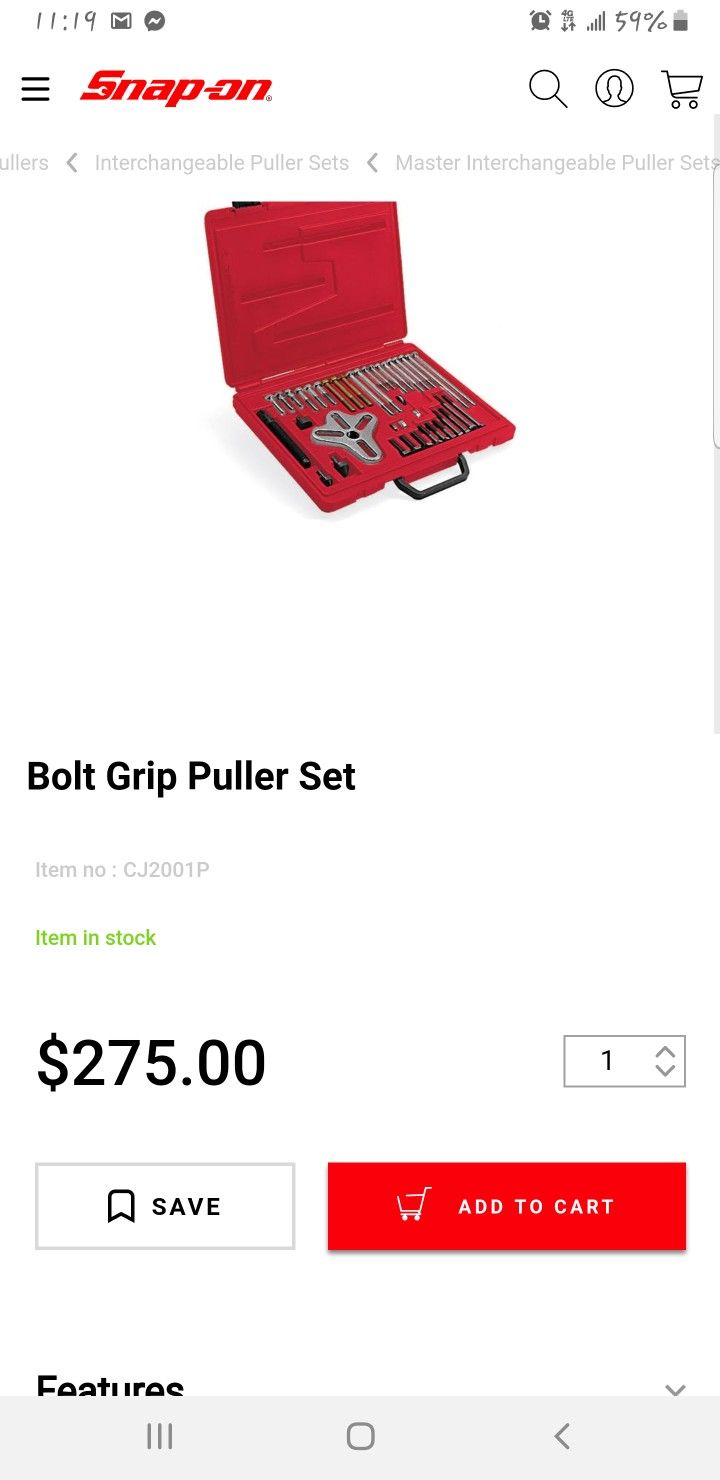 Snap On Bolt Grip Puller Set