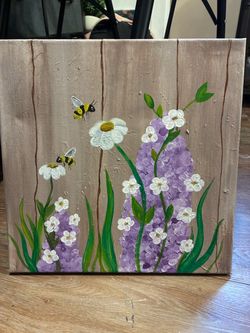 Hand painted Flower and Bees