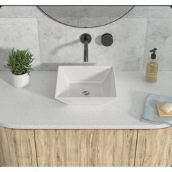 16"x 16" White Ceramic Square Vessel Bathroom $30  401