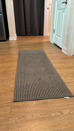 Grey Striped Runner Rug