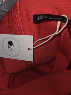 Orange off-the-shoulder midi dress from Bella Barnett size L (12)