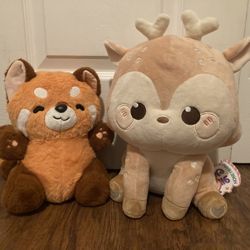 Honeymaru Exclusive Kawaii Deer Fawn FYE Plush Stuffed Animal Red Panda Set Toys